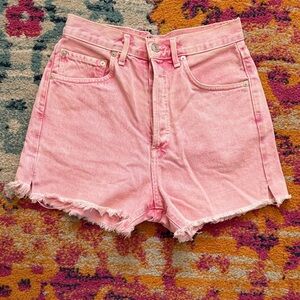Agolde High Waist Pink Denim Shorts